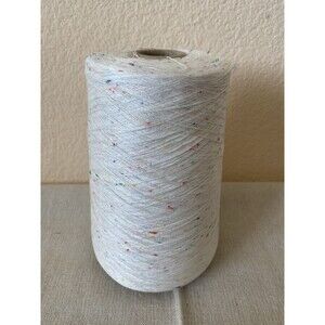 Fancy Cone Yarn White Rainbow Slub 100% Cotton Thread Needlework 520g  #498